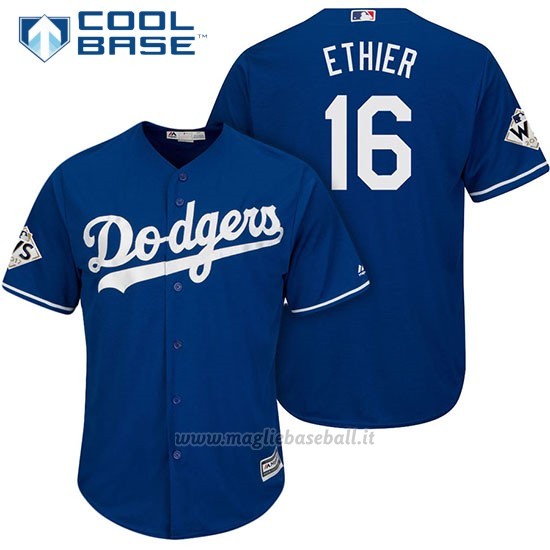 Maglia Baseball Uomo Los Angeles Dodgers 2017 World Series Andre Ethier Cool Base